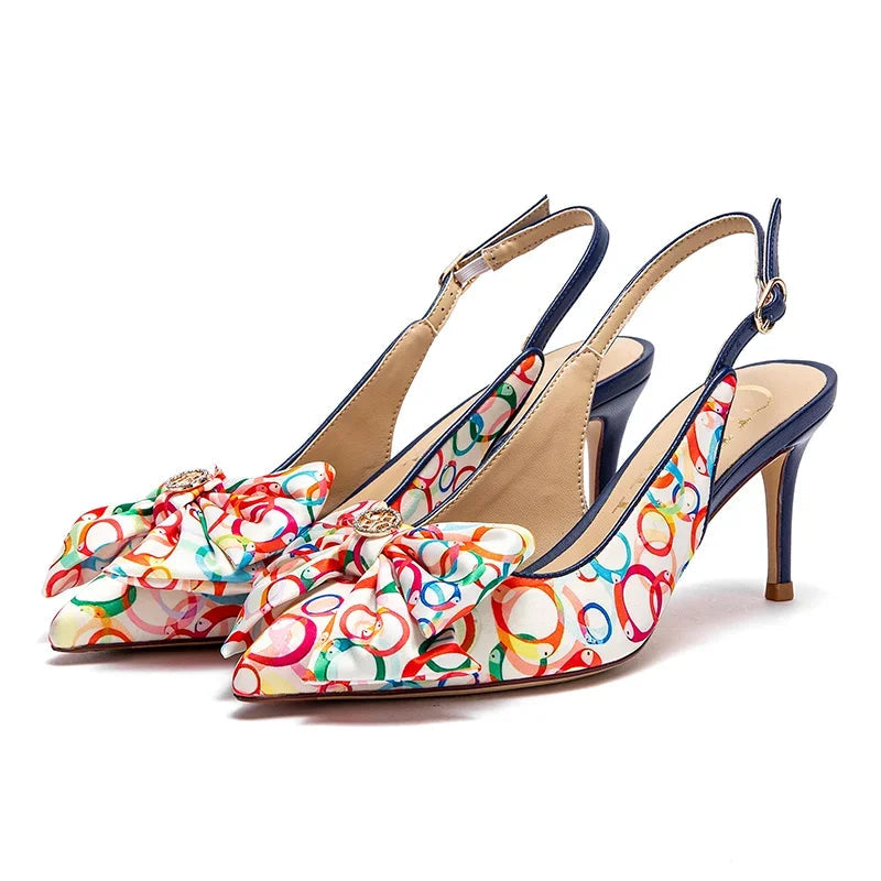 Sandálias CHCH – Salto Alto 7cm, Bico Fino com Laço