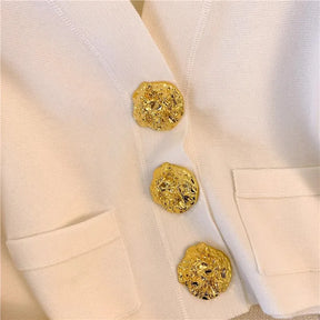 Cardigan Com botões dourado Rosa