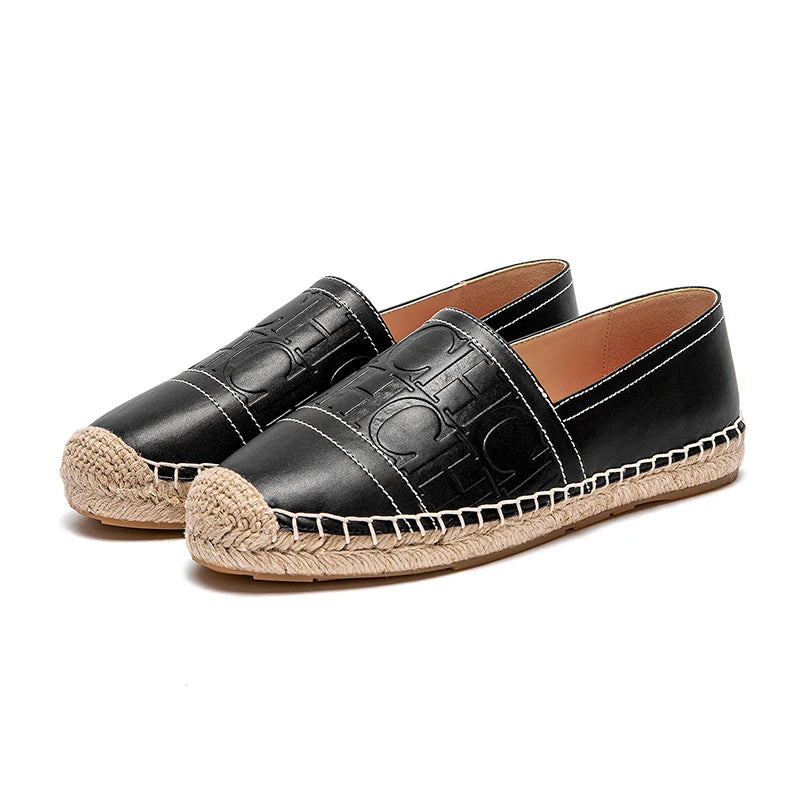 Mocassim CHCH de Couro – Estilo Retrô, Luxo Leve, Bico Redondo e Salto Baixo Confortável