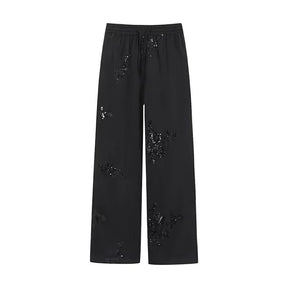 Conjunto de Camisa Bordada à Mão com Paetês e Calça de Cetim – Sofisticação em Cada Detalhe