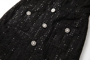 Vestido Preto Elegante com Pedrarias Bordadas à Mão e Cintura Marcada