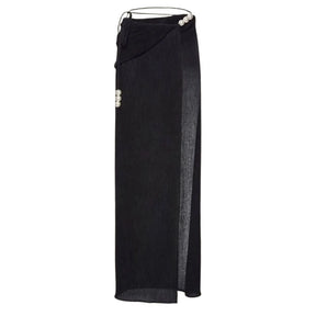 Conjunto Luxuoso com Pérolas – Biquíni Halter 3 Peças com Saída Ombro a Ombro