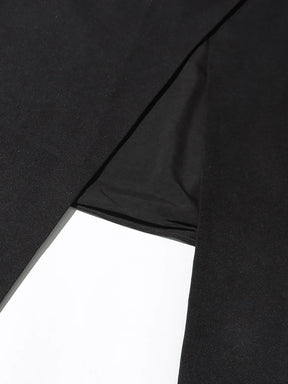 Vestido Longo Bicolor com Decote Reto – Cintura Alta e Saia Plissada em Silhueta Escultural