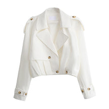 Trench Coat Feminino Curto com Design Transpassado – Estilo e Elegância para Meia-Estação