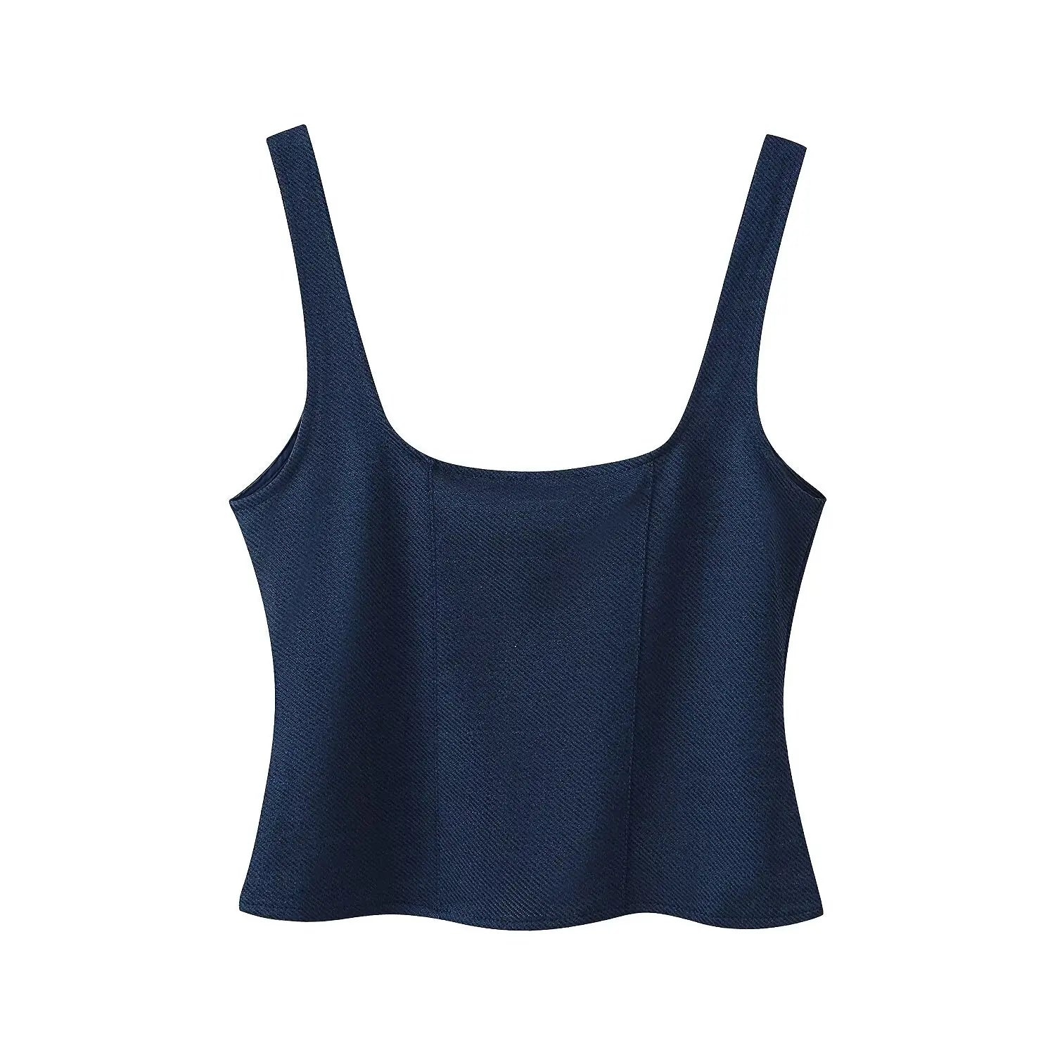 Conjunto Alfaiataria Linéa Classique - Top Curto com Botões & Calça Flare de Cintura Média