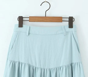 Conjunto – Colete Sem Mangas + Saia plissada com Bolsos