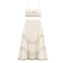 Conjunto Linho - Saia Midi de Cintura Alta e Top com Alças Finas