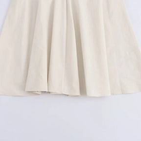 Vestido Longo Estilo Francês  com Cinto Gola Redonda