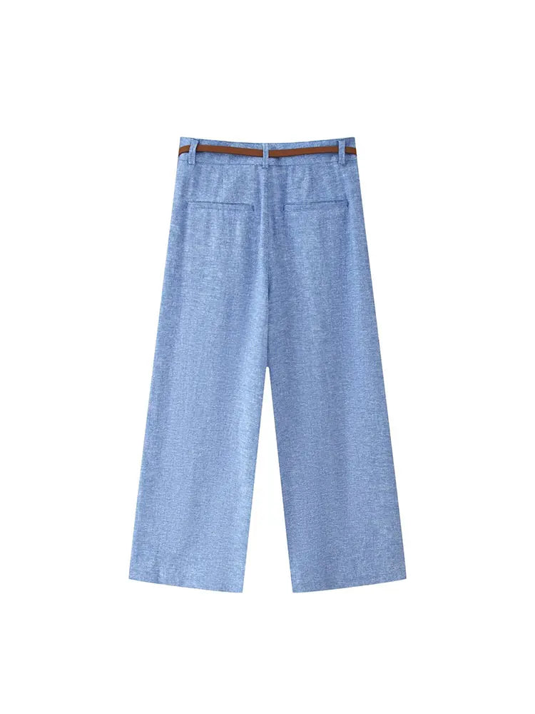 Conjunto – Colete Sem Mangas com Botões + Calça Reta com Cinto, Look Casual Chic 2 Peças