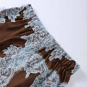 Conjunto Luxo com Renda Contrastada e Saia Longa – Elegância Atemporal