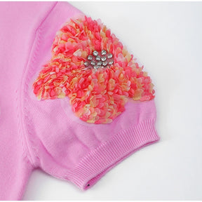 Blusa Tricô bordada com flor - Novidade