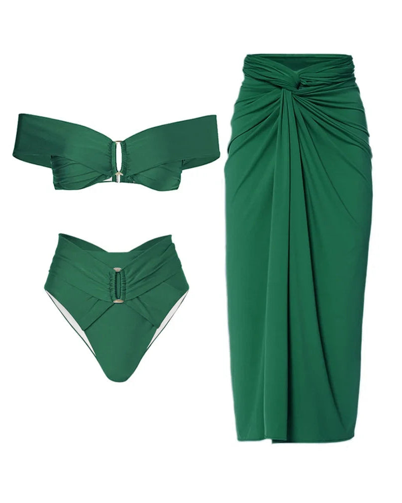 Conjunto 3 Peças - Biquini + Saia - Elegância