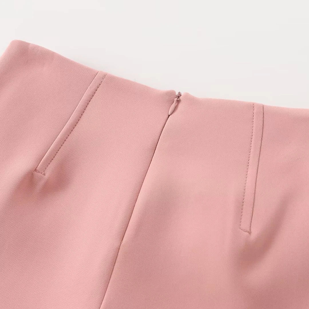 Conjunto Feminino 3 Peças: Blazer, Colete Corset e Short Saia de Cintura Alta