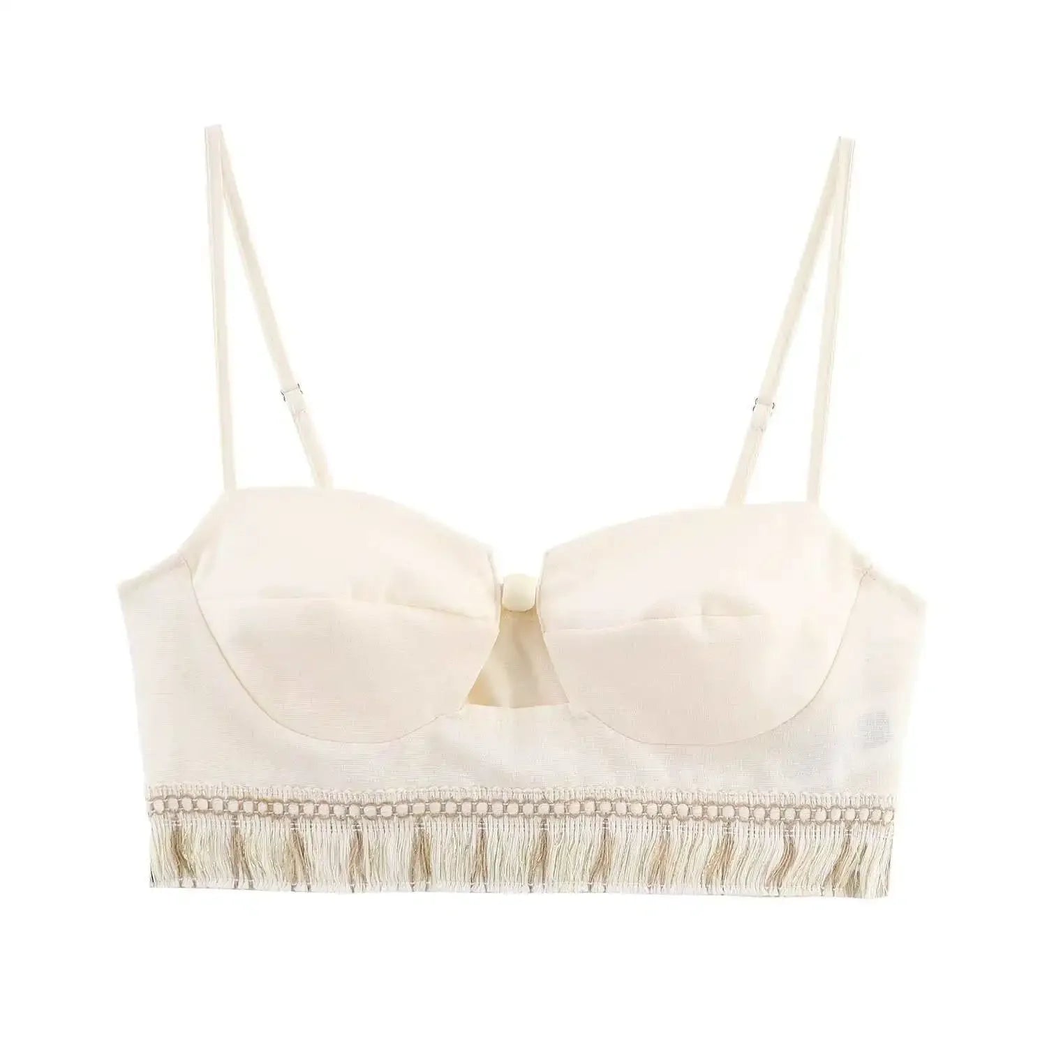 Conjunto Linho - Saia Midi de Cintura Alta e Top com Alças Finas