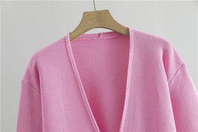 onjunto Executivo Feminino – Tricô Elegante com Casaco Longo e Saia
